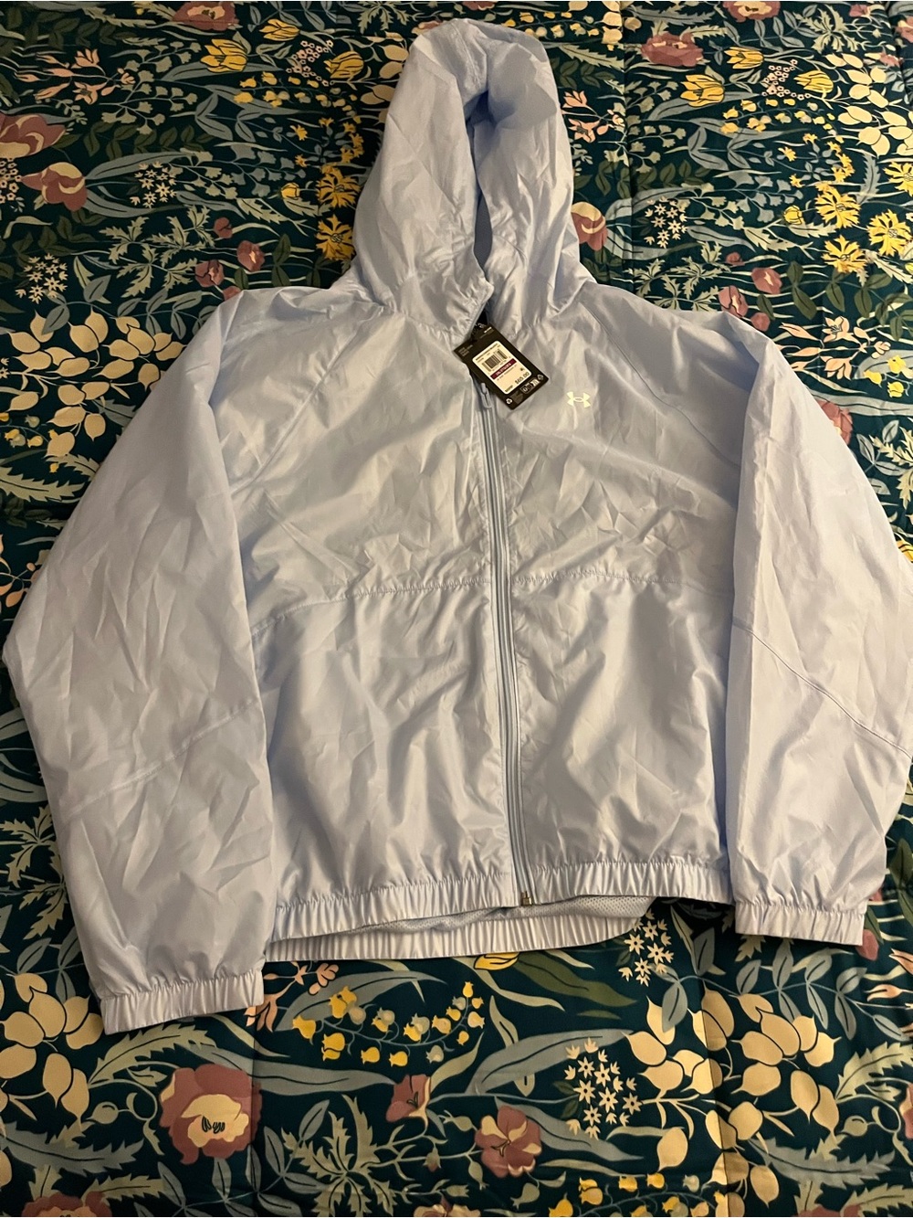 Under Armour Women's Light Blue Hooded Windbreaker Jacket Size 2XL NWT